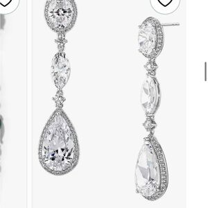 Brand New Nadri Silver Teardrop Dangle Earrings